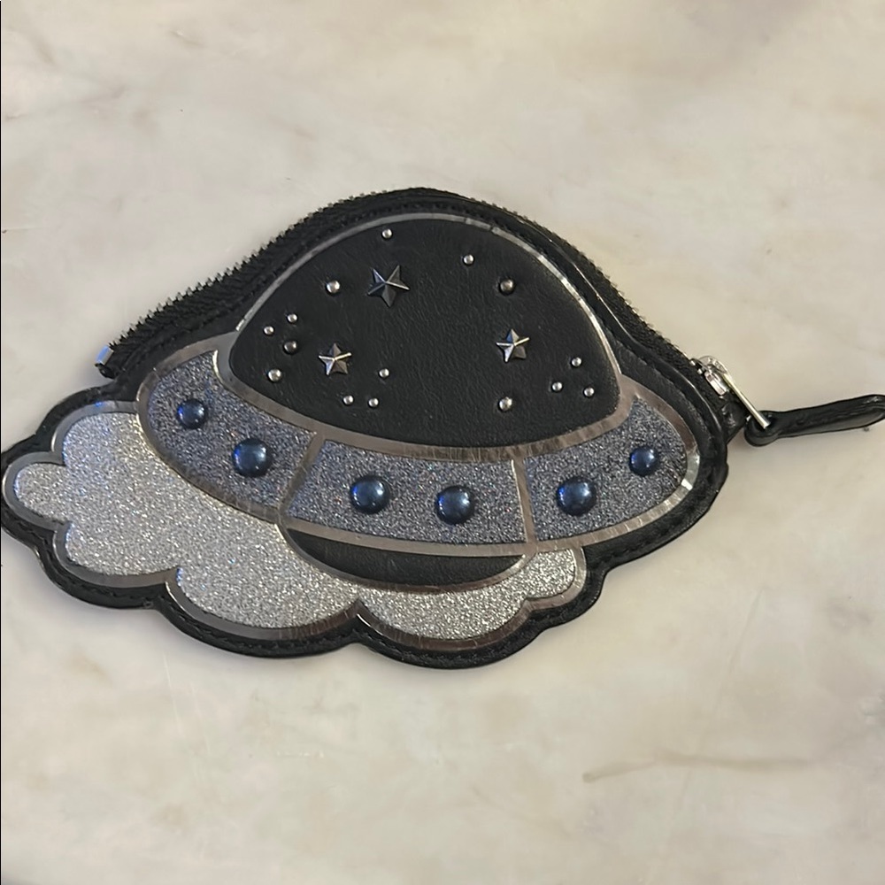 Coach UFO Themed Black and Silver Coin Purse